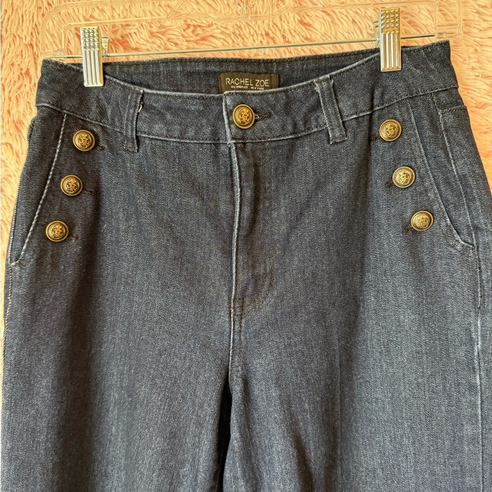 Rachel Zoe Dark Gray High-Rise Button-Front Recycled Jeans